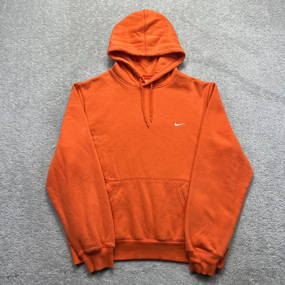 Y2k Nike Hoodie Mens Large Orange The Athletic Dept Embroidered Side Swoosh
